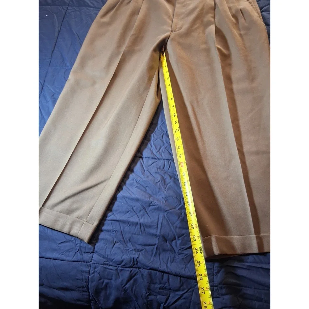 Paul Dione Dress Pants Men's Size 40 100% Wool Pleated Cuffed Made in Canada‎
